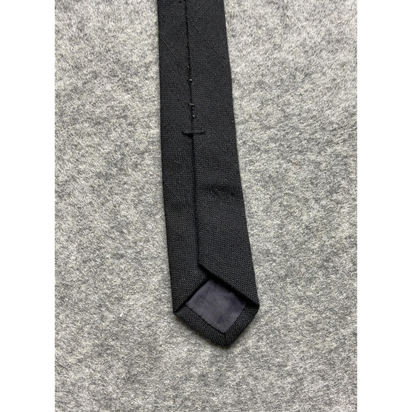 Yves Saint Laurent Tie Mens Black Slim Monogram YSL Logo Formal Necktie Dress - Picture 4 of 9